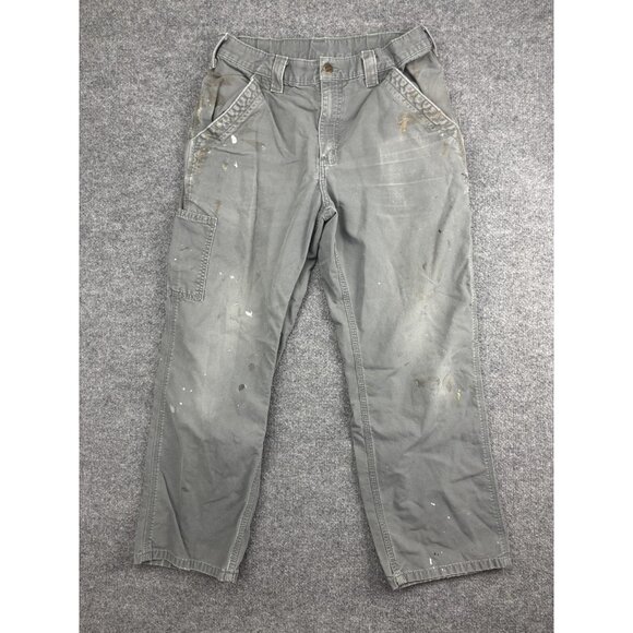 Carhartt Pants Mens 32x30 Gray B151 Canvas Work Dungaree Loose Original Fit - Picture 1 of 7